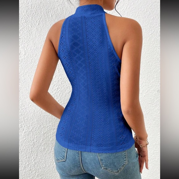 Boho baby blue crisscross front halter top - Picture 6 of 15